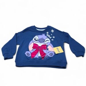 Disney Navy Sweatshirt with Purple Character and Red Bow